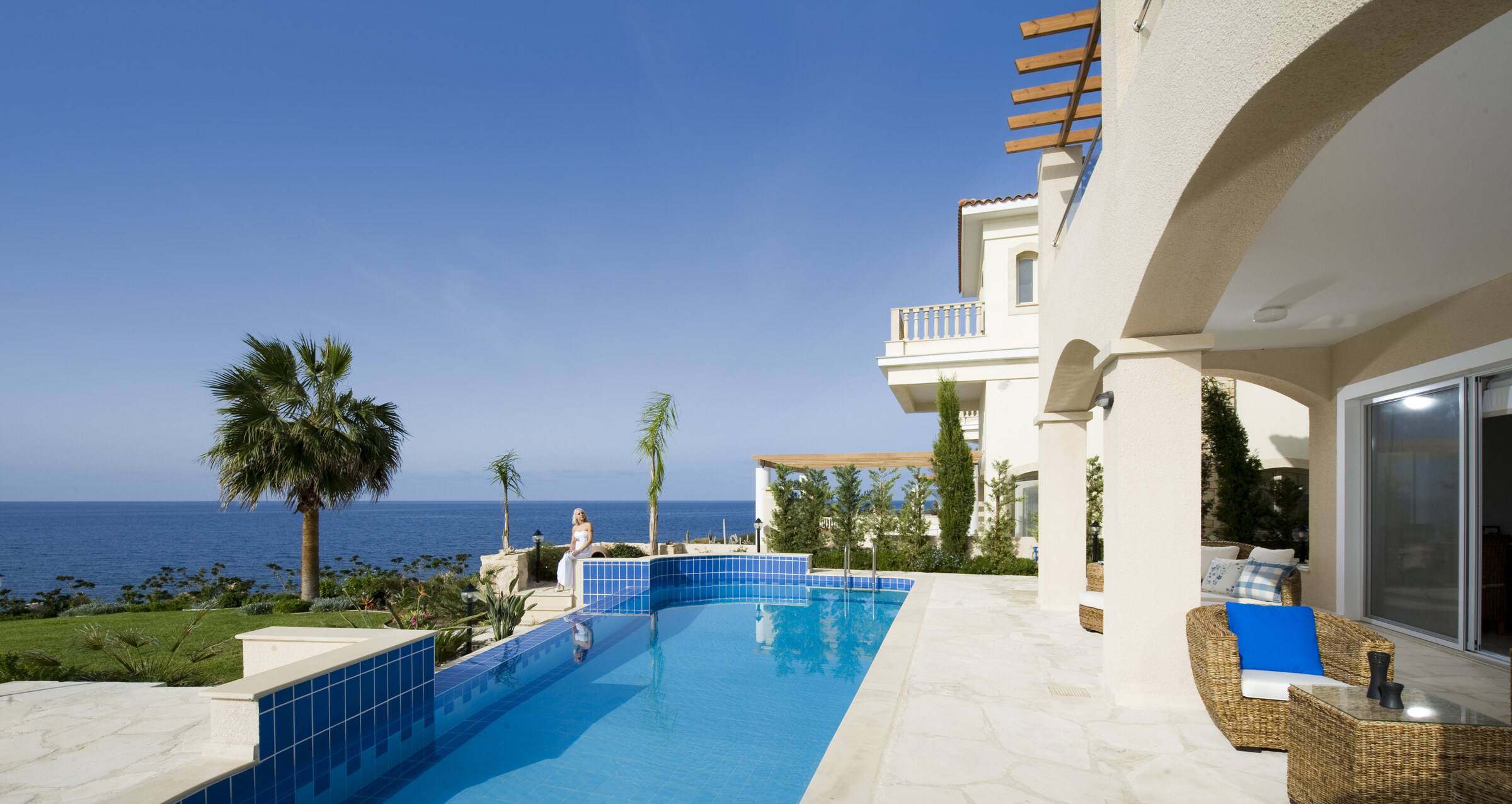 The pool terrace of one of the villas