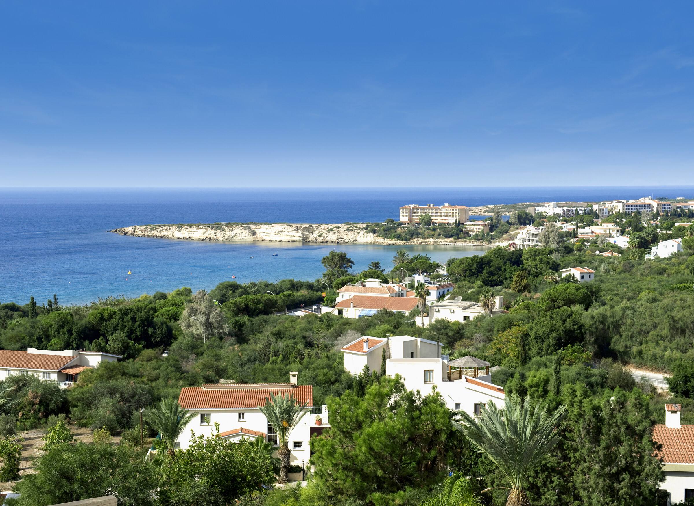 The coastline near the villas