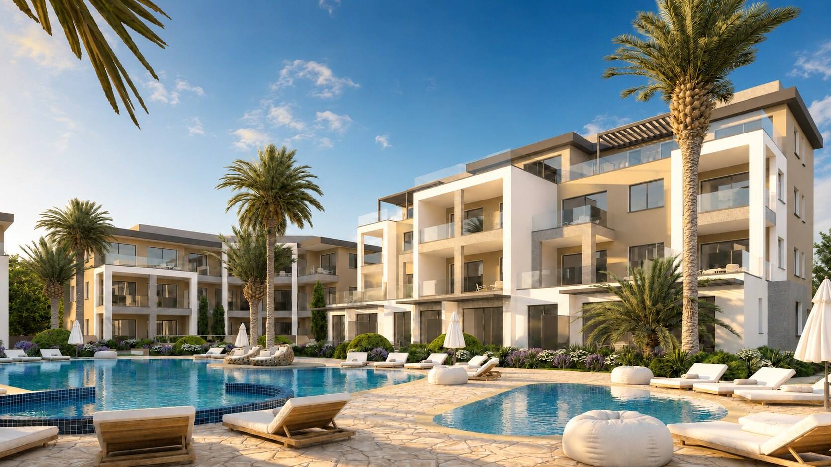 The residences from the pool terrace
