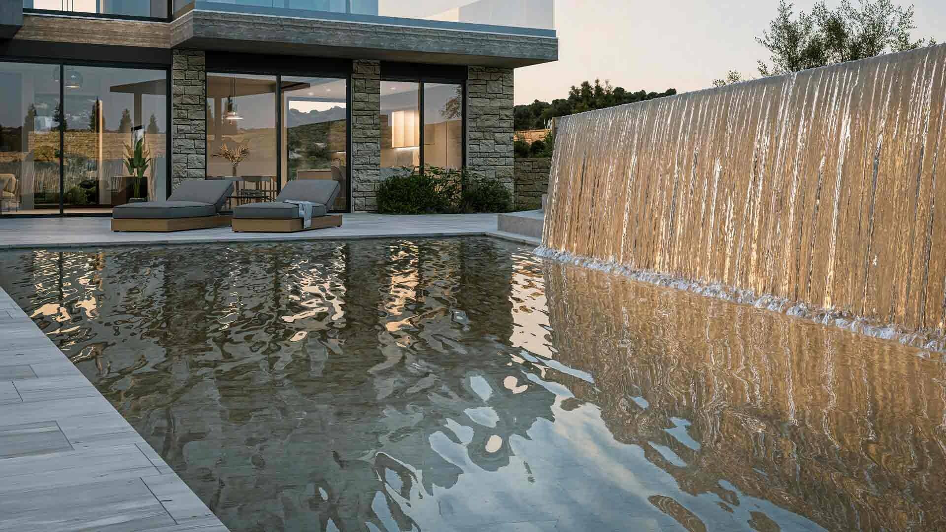 Artist's impression of the pool and water feature