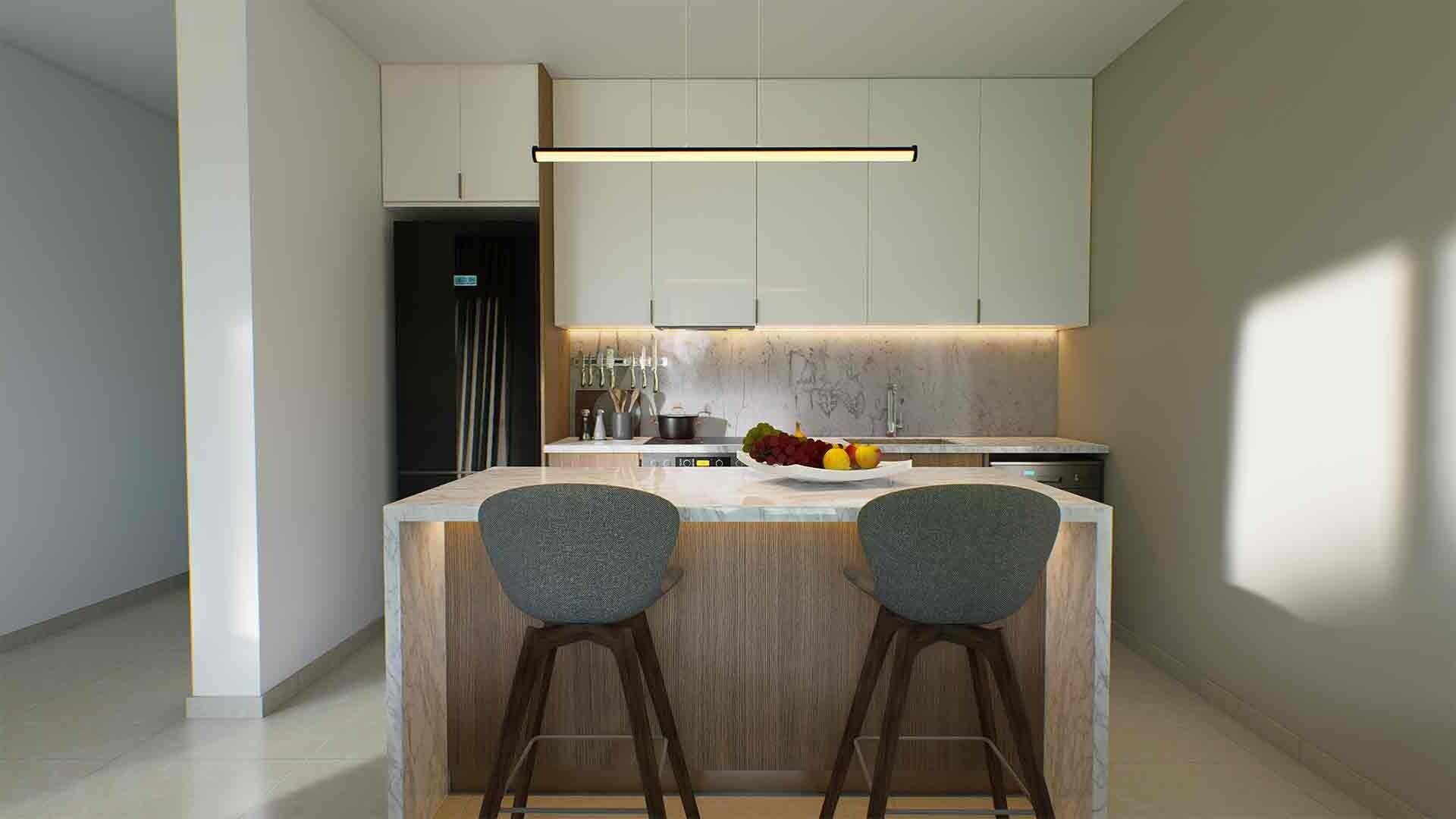 Artist's impression of a kitchen island